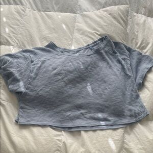 Aerie Blue Waffle Cropped Tee